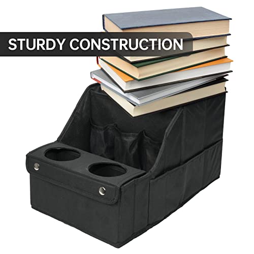MULISOFT Car Backseat Organizer with 11 Compartments & 2 Cup Holders, Black - color: Black