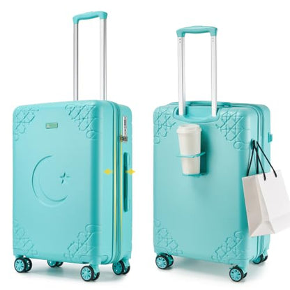 Somago 20 Inch Carry On Suitcase with Brake Wheels & Cup Holder, Star Moon Hardside Luggage with TSA Lock, Expandable Rolling Bag for Business Travel and Weekend Getaway,Robin Egg Blue - color: Robin Egg Blue, size: 1 PC Expandable 20 In