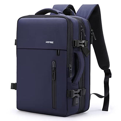 HOMIEE 40L Expandable Carry on Backpack Fit 15.6 Inch Laptop for Travel - color: Blue