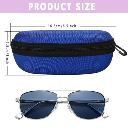 3pcs Sunglasses Case Box, Travel Zipper Hard Shell Eyeglasses Case Scratch Resistant Glasses Hook Glasses Organiser - color: Black Blue Red
