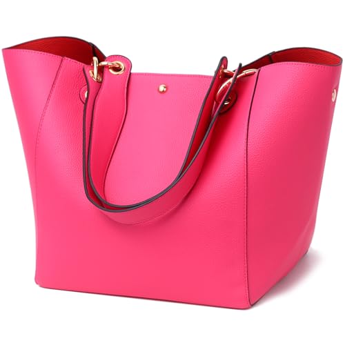 sqlp Large Work Tote Bag for Women Handbags Big Bucket Purses - color: Hot Pink