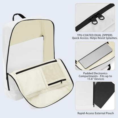 Travel Backpack for 15.6 Inch Laptop, 15L Lightweight, White - color: White, size: 15.6 Inch