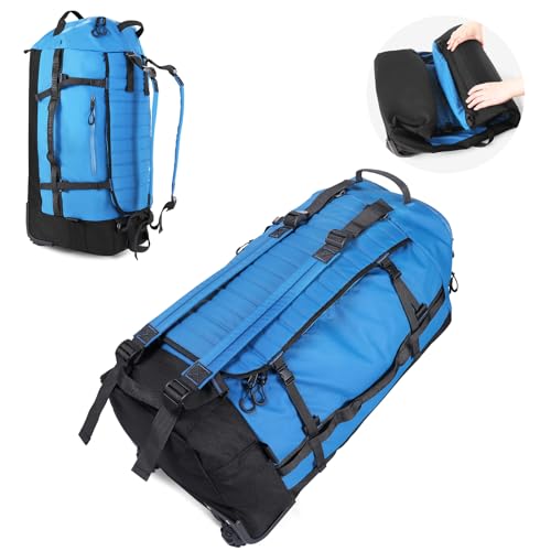 Vomgomfom 86L Collapsible Wheeled Duffle Bag Waterproof, Blue - color: Blue