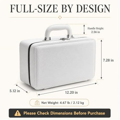 Oirlv Large 3-Layer Jewelry Travel Case with Removable Trays, White | Three Removable Trays,Necklace Hooks and a Pocket Create a Complete System for Home,Travel and Jewelry Display - color: White