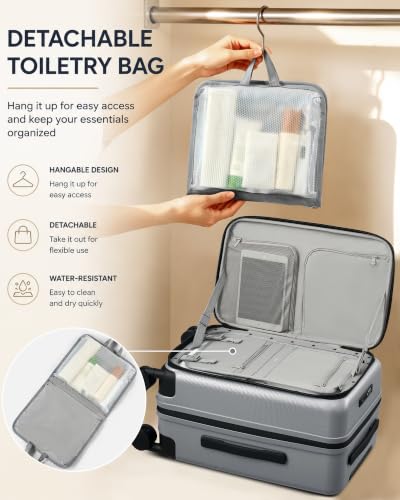 Hanke 28 Inch Top Opening Expandable Extra Large Luggage With TSA Lock，114L | PC Hard Shell Suitcase,Expandable,Detachable Toiletry Bag,Movable Dividers,Spinner Wheels for International Travel & Moving - color: Grey, size: 28 Inch