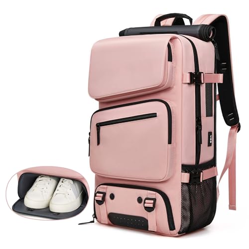 Backpack for Traveling On Airplane,Expandable Carry On Laptop Backpack for Men and Women,Outdoor Travel Bag,Pink - color: Pink
