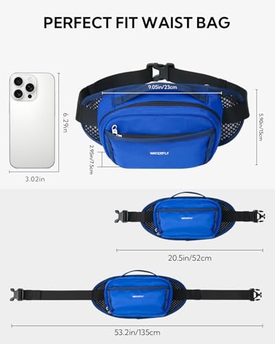WATERFLY 2.3L RFID Fanny Pack: Anti-Theft Bellows-Style Opening for Hiking - color: Navy Blue