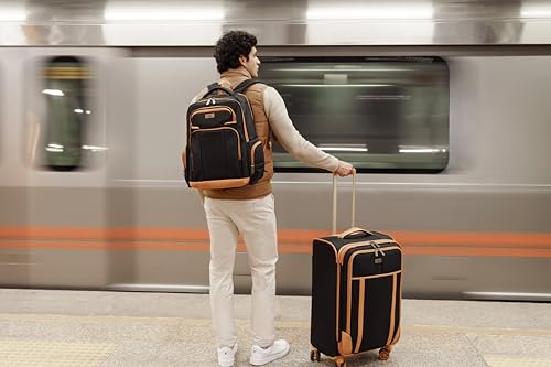 Dockers Seahorse Softside Expandable 8-Wheel Spinner Travel Checked Luggage, 3-Piece Set, Black - color: Black, size: 3-Piece Set (20"/24"/28")