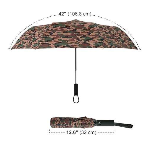 Nollia Compact Travel Umbrella with Auto Open – Windproof Folding Umbrella, Lightweight & Portable for Rain - color: Camo