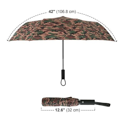 Nollia Compact Travel Umbrella with Auto Open – Windproof Folding Umbrella, Lightweight & Portable for Rain - color: Camo