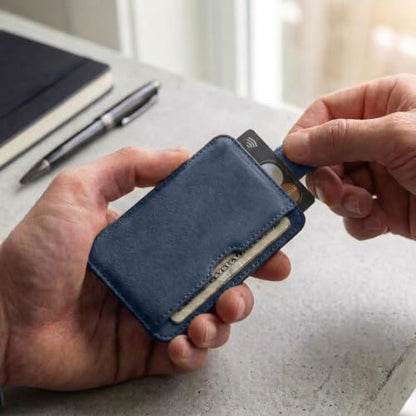 Vaultskin CHELSEA Slim Leather Card Wallet for Men, RFID (Teal) - color: Midnight Teal