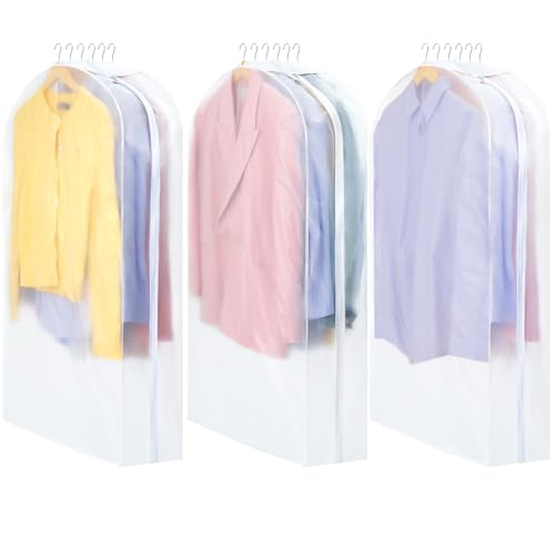 Carbrea 10" Gusseted Garment Bags for Hanging Clothes, 43 inches, 3 Pack