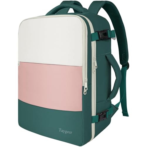 Taygeer 17.3" Laptop Backpack for Women, Airline Approved Carry On Backpack - color: Cream Pink Green, size: X-Large