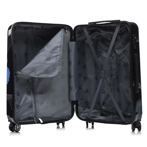 InUSA Prints PC/ABS Plastic 4-Wheel Spinner Luggage, Black Butterfly (IUAPC00M-BBU) - color: Black Butterfly, size: 24 Inch