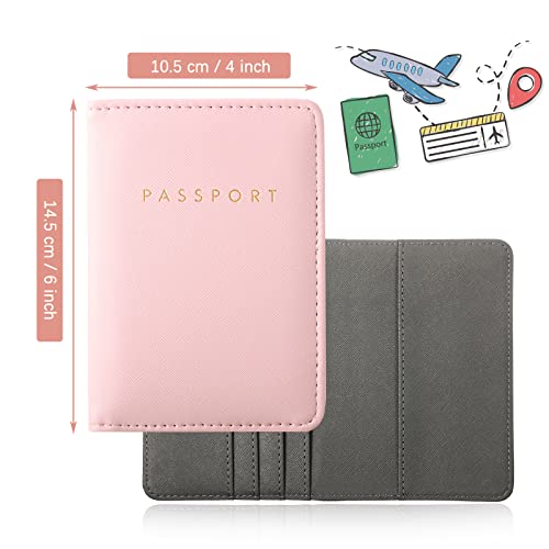 Frienda 2 Pcs Passport Holder Covers Waterproof Leather - color: Gray and Pink