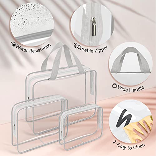 TISRATOK 10 PCS Clear Travel Bags for Toiletries, Clear Makeup Bags（Grey） - color: Grey