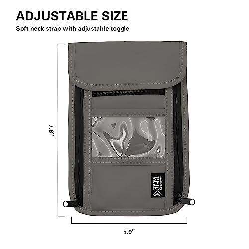 Travel Neck Wallet with RFID Blocking - color: PVC Gray