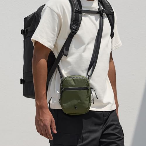 tomtoc Aviator-T37 Travel Crossbody Sling Bag with RFID Blocking, Holds Passports with Anti-theft Lockable Zippers - color: X-pac Green