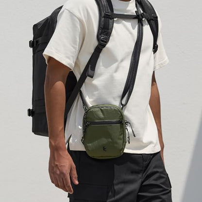 tomtoc Aviator-T37 Travel Crossbody Sling Bag with RFID Blocking, Holds Passports with Anti-theft Lockable Zippers - color: X-pac Green