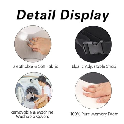 Cozy Car Headrest Pillow, Car Neck Pillow for Driving with Adjustable Strap - color: Silver