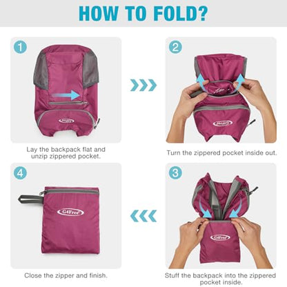G4Free 10L Lightweight Packable Hiking Backpack, Nylon Daypack Daily Travel - color: Rose, size: Small