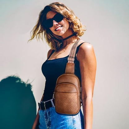 Leather Crossbody Bags for Women Small Anti Theft Sling Purse - color: Brown