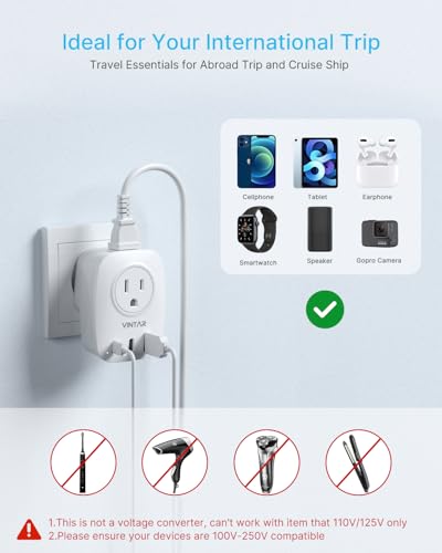 VINTAR Foldable Italy Travel Plug Adapter, 2 Pack Type L Adapter with USB-C - style: Type L-Foldable-Italy Chile