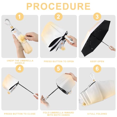 Mini Travel Umbrella Small Umbrella for Travel UV Parasol Compact Foldable - color: Orange