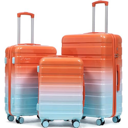 Hardshell Luggage, Durable PC Suitcase with Double Spinner Wheels, 20/24/28 - color: Transition Red, size: 20/24/28 Inch