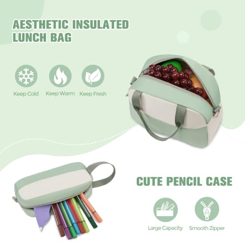 Backpack for Girls, School Backpacks for Teen Girls with Lunch Box - color: Sage