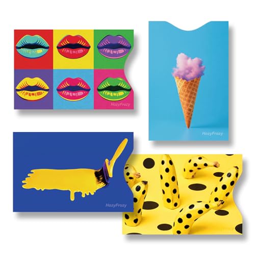8 Pack RFID Blocking Sleeves for Credit Cards, Slim Card Protector Inserts for Wallet, Anti-Theft RFID Shield, Easy-Identify Pop Art Designs, Fits Debit/ID/ATM Cards
