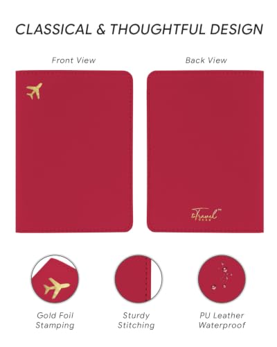 Passport Holder for Travel - RFID Blocking for Women & Men - color: Wine Red