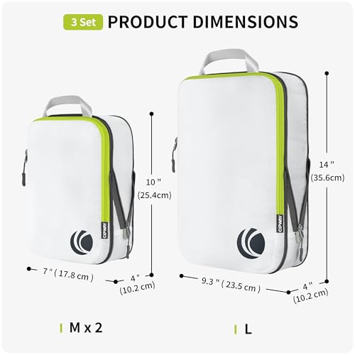 Cipway Compression Packing Cubes Set (White 3pcs) - color: White, size: 3PCS
