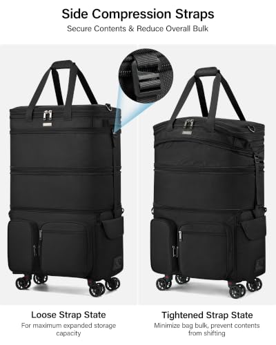 MILADA Expandable Luggage Bags for Travel Large Suitcases with Wheels - color: Black