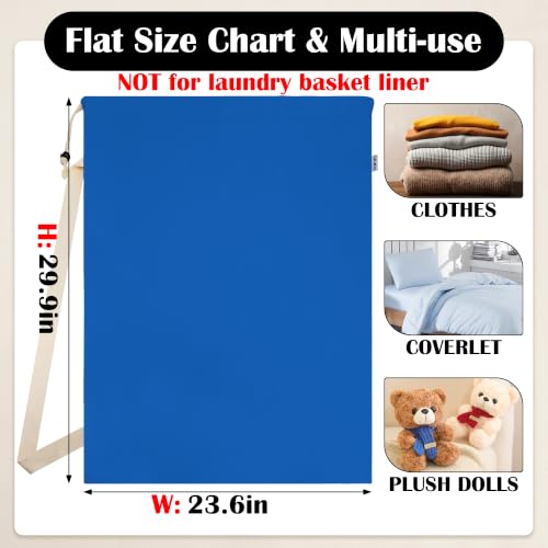 Canvas Laundry Bag with Shoulder Strap & Drawstring, 23"W x 29"H, Blue - color: Blue