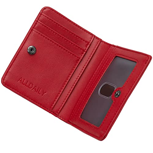 Alldaily Small RFID Wallet for Women Slim Compact Bifold Pocket Ladies Travel Mini Purse (Red) - color: Red