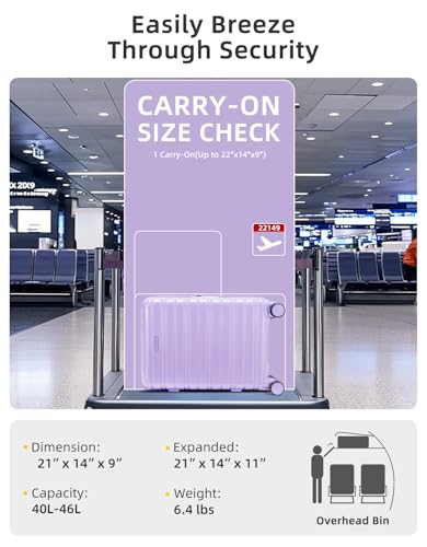 LARVENDER Carry On Luggage 22x14x9 Airline Approved, Suitcases with Wheels - color: Lavender 1