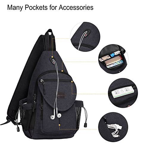 MOSISO Crossbody Sling Bag for Women, Shoulder Backpack, Hiking Daypack Bag - color: Space Gray