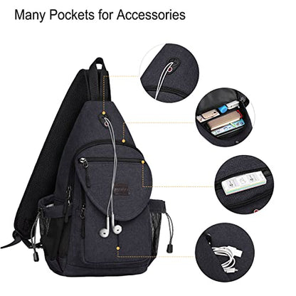MOSISO Crossbody Sling Bag for Women, Shoulder Backpack, Hiking Daypack Bag - color: Space Gray