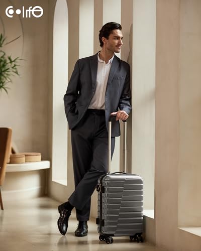 Coolife Lightweight Luggage with TSA Lock,Carry On Gray - color: Gray, size: Small(20in)