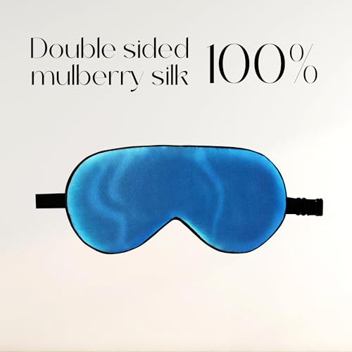 ZIMASILK Adjustable 100% Mulberry Silk Sleep Mask - color: 1 Pack - Methyl Blue