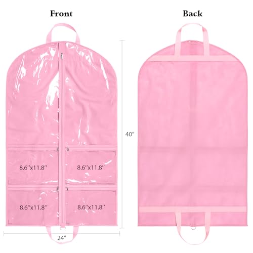 KEEGH 40 inch Clear Garment Bags for Dance Costumes, 6 Pack, Pink - color: Pink, size: 6 Pack