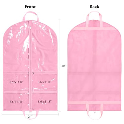 KEEGH 40 inch Clear Garment Bags for Dance Costumes, 6 Pack, Pink - color: Pink, size: 6 Pack