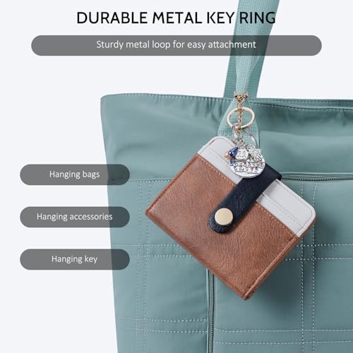 POIUGOYA Slim Wallet for Women RFID Card Holder Keychain - color: Black/White/Brown