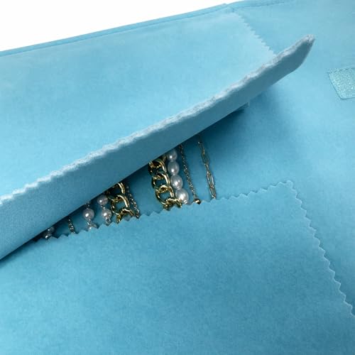 UnionPlus Travel Necklaces Roll Organizer Anti-Tangle River Blue - color: River Blue, size: Medium