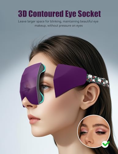 Sleep Mask for Side Sleeper Women Men, EVA BELLE Eye Mask for Sleeping Light Blocking, 3D Sleeping Mask Blackout, Soft Breathable Eye Shade Cover with Adjustable Elastic Strap for Travel Home Nap Rest - color: 01-purple
