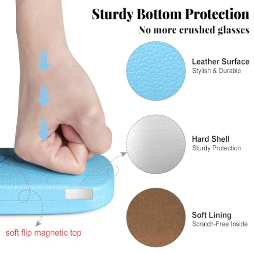 RayLove 2 Pack Unisex Hard Shell Glasses Case with Eyewear Accessories - color: Sky Blue