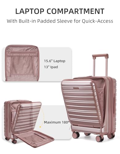LARVENDER Carry On Luggage 22x14x9 Airline Approved, Suitcases with Wheels - color: Rose Gold-2