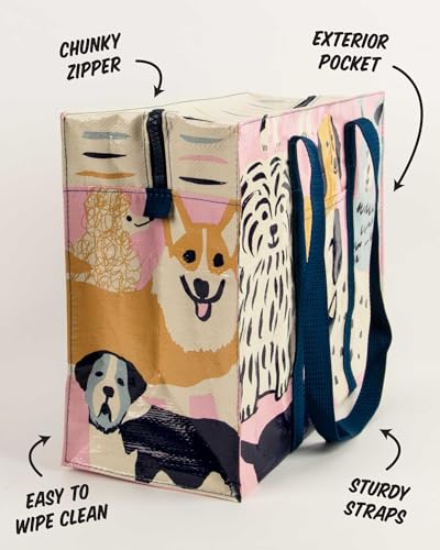Blue Q Reusable Shoulder Tote Bag - Carry Everywhere Bag with Hefty Zipper - color: Happy Dog