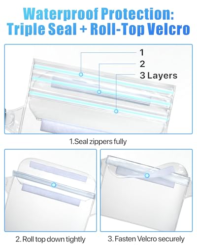 F-color Waterproof Fanny Pack - Waterproof Pouch, Beach Cruise Essentials - color: 2 Pack,Brown+Clear